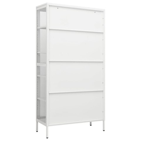 WITRYNA BIAŁA 90X40X180CM STAL I HARTOWANE SZKŁO