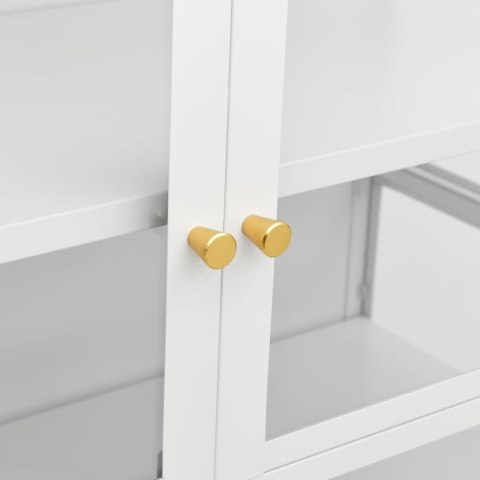 WITRYNA BIAŁA 90X40X180CM STAL I HARTOWANE SZKŁO