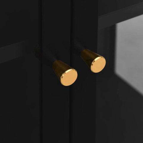 WITRYNA CZARNA 90X40X180CM STAL I HARTOWANE SZKŁO