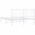 METALOWA RAMA ŁÓŻKA Z WEZGŁOWIEM BIAŁA 135X190CM