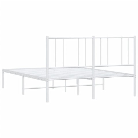 METALOWA RAMA ŁÓŻKA Z WEZGŁOWIEM BIAŁA 135X190CM