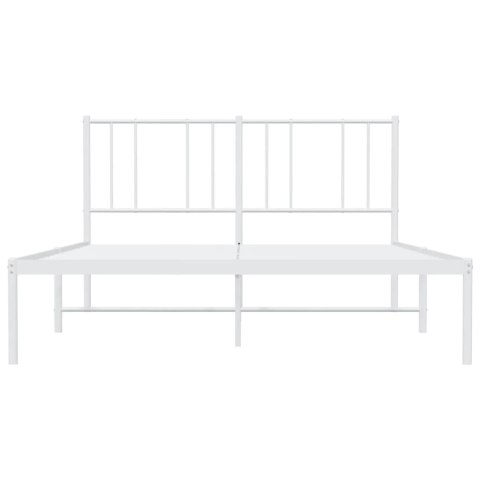 METALOWA RAMA ŁÓŻKA Z WEZGŁOWIEM BIAŁA 140X200CM