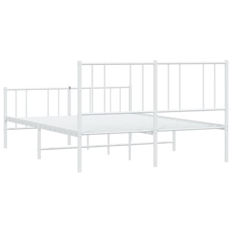 METALOWA RAMA ŁÓŻKA Z WEZGŁOWIEM I ZANÓŻKIEM BIAŁA 120X190CM