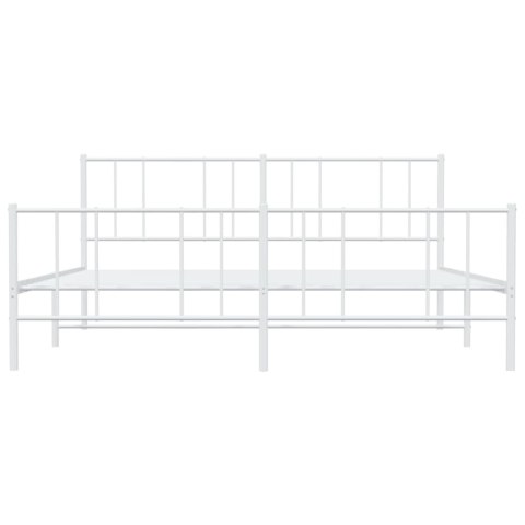 METALOWA RAMA ŁÓŻKA Z WEZGŁOWIEM I ZANÓŻKIEM BIAŁA 180X200CM