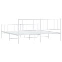METALOWA RAMA ŁÓŻKA Z WEZGŁOWIEM I ZANÓŻKIEM BIAŁA 180X200CM