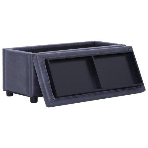 PUF Z POJEMNIKIEM 87,5CM SZARY SZTUCZNA SKÓRA ZAMSZOWA