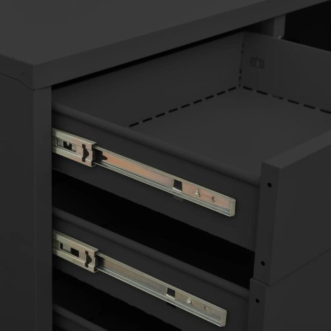 SZAFKA BIUROWA Z DONICZKĄ ANTRACYTOWA 90X40X125CM STALOWA