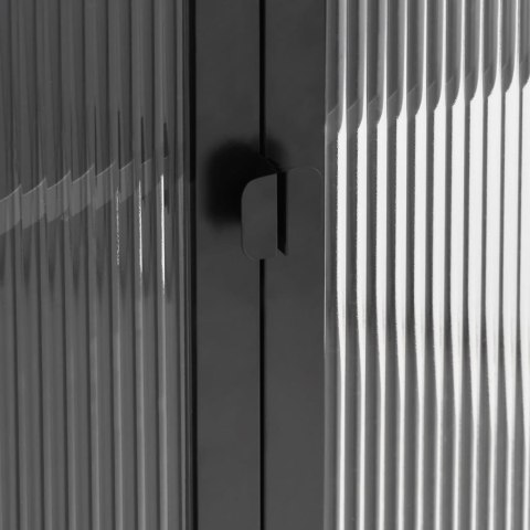 KREDENS CZARNY 90X40X180CM SZKŁO I STAL