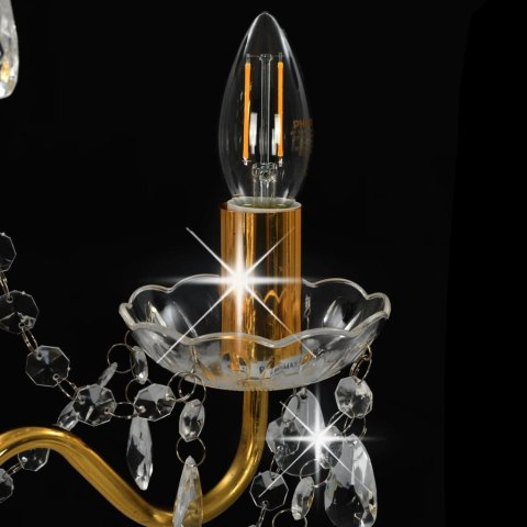 ŻYRANDOL Z KORALIKAMI ZŁOTY OKRĄGŁY 3 ŻARÓWKI E14