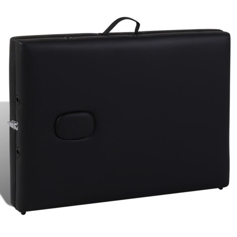 SKŁADANY STÓŁ DO MASAŻU Z DREWNIANĄ RAMĄ 3 STREFY CZARNY