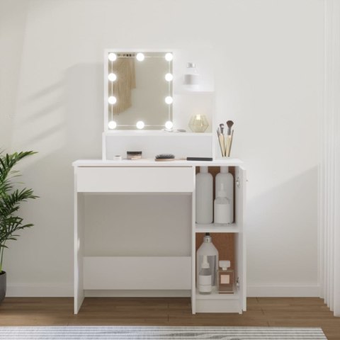 TOALETKA Z OŚWIETLENIEM LED BIAŁA 86,5X35X136CM STOLIK KOSMETYCZNY