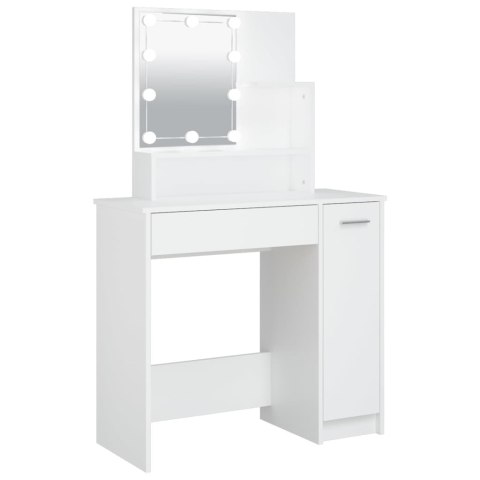 TOALETKA Z OŚWIETLENIEM LED BIAŁA 86,5X35X136CM STOLIK KOSMETYCZNY