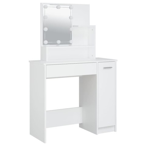 TOALETKA Z OŚWIETLENIEM LED BIAŁA 86,5X35X136CM STOLIK KOSMETYCZNY