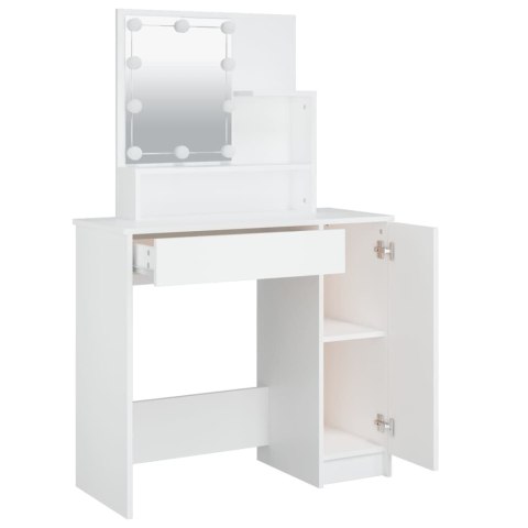 TOALETKA Z OŚWIETLENIEM LED BIAŁA 86,5X35X136CM STOLIK KOSMETYCZNY
