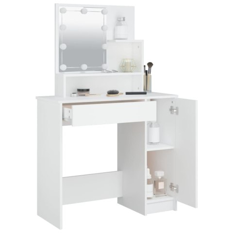 TOALETKA Z OŚWIETLENIEM LED BIAŁA 86,5X35X136CM STOLIK KOSMETYCZNY