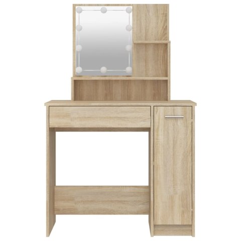 TOALETKA Z OŚWIETLENIEM LED DĄB SONOMA 86,5X35X136CM STOLIK KOSMETYCZNY