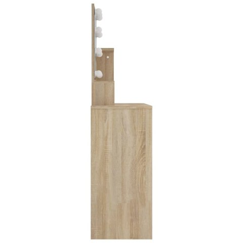 TOALETKA Z OŚWIETLENIEM LED DĄB SONOMA 86,5X35X136CM STOLIK KOSMETYCZNY