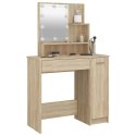 TOALETKA Z OŚWIETLENIEM LED DĄB SONOMA 86,5X35X136CM STOLIK KOSMETYCZNY