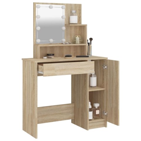 TOALETKA Z OŚWIETLENIEM LED DĄB SONOMA 86,5X35X136CM STOLIK KOSMETYCZNY