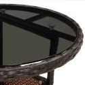STOLIK OGRODOWY Ø60X75CM SZKŁO I RATTAN PE BRĄZOWY