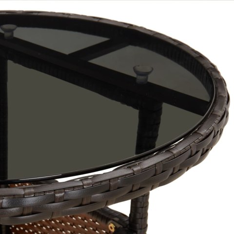 STOLIK OGRODOWY Ø60X75CM SZKŁO I RATTAN PE BRĄZOWY