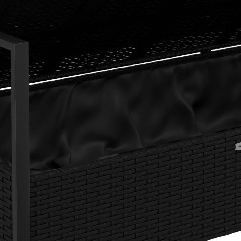 2-OSOBOWA ŁAWKA OGRODOWA Z PODUSZKAMI CZARNA POLIRATTAN