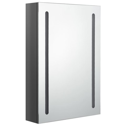 SZAFKA ŁAZIENKOWA Z LUSTREM I LED LŚNIĄCA SZAROŚĆ 50X13X70CM