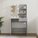 TOALETKA KOSMETYCZNA LUSTRO LED SZARY DĄB SONOMA 74,5 CM SZUFLADA PÓŁKI MAT