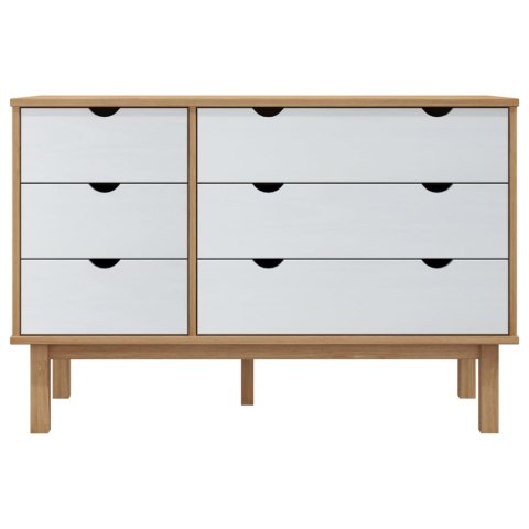SZAFKA Z SZUFLADAMI OTTA 113,5X39,5X73CM SOSNA BRĄZOWO-BIAŁA