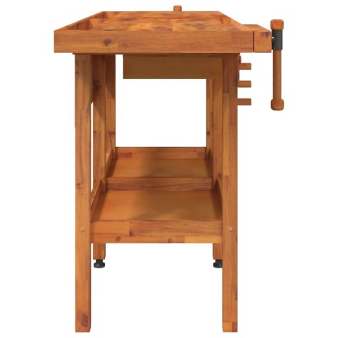 STOLIK ROBOCZY Z SZUFLADAMI I IMADŁAMI 162X62X83CM AKACJOWY