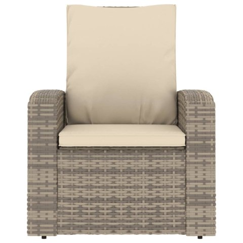 ROZKŁADANY FOTEL DO OGRODU Z PODUSZKAMI JASNY BRĄZ RATTAN PE