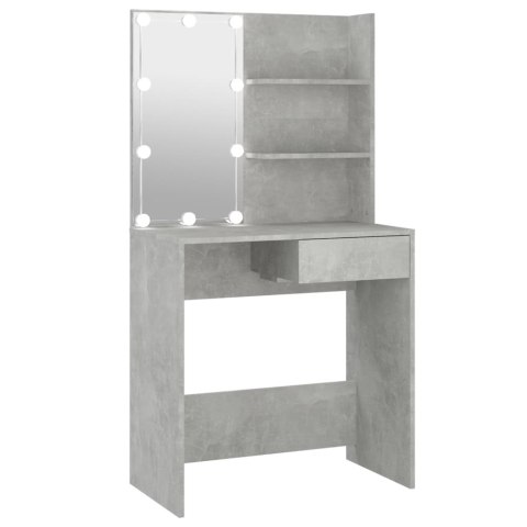 TOALETKA Z OŚWIETLENIEM LED BETONOWA SZAROŚĆ 74,5X40X141CM STOLIK KOSMETYCZNY