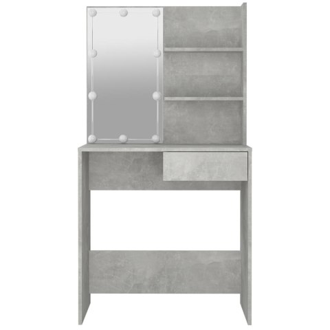 TOALETKA Z OŚWIETLENIEM LED BETONOWA SZAROŚĆ 74,5X40X141CM STOLIK KOSMETYCZNY