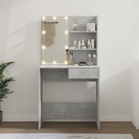 TOALETKA Z OŚWIETLENIEM LED BETONOWA SZAROŚĆ 74,5X40X141CM STOLIK KOSMETYCZNY