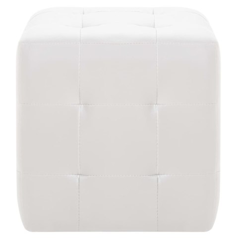 2 PUFY BIAŁE 30X30X30CM SZTUCZNA SKÓRA