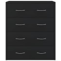 KOMODA Z 4 SZUFLADAMI 60X30,5X71CM CZARNA