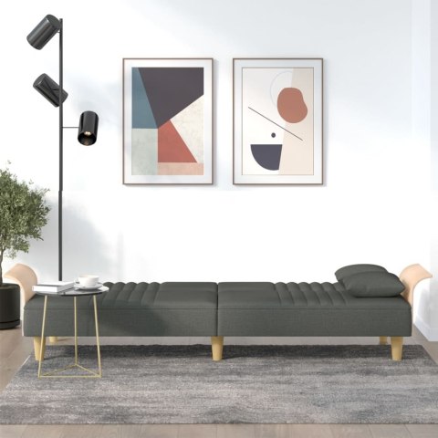 ROZKŁADANA KANAPA Z PODŁOKIETNIKAMI CIEMNOSZARA OBITA TKANINĄ