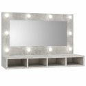 SZAFKA Z LUSTREM I OŚWIETLENIEM LED SZARY BETON 90X31,5X62CM