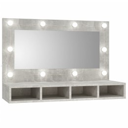 SZAFKA Z LUSTREM I OŚWIETLENIEM LED SZARY BETON 90X31,5X62CM