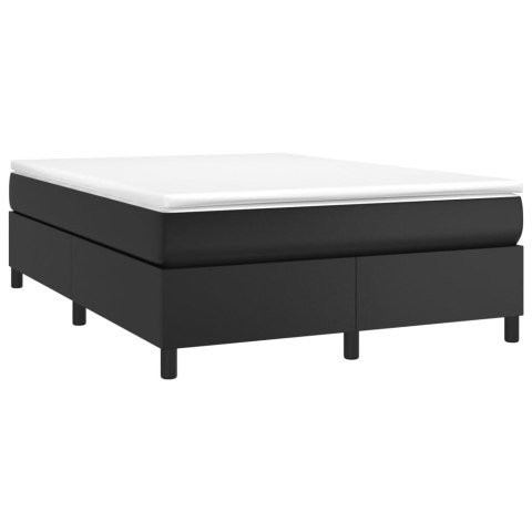 ŁÓŻKO KONTYNENTALNE CZARNE OBITE SZTUCZNĄ SKÓRĄ 140X190CM
