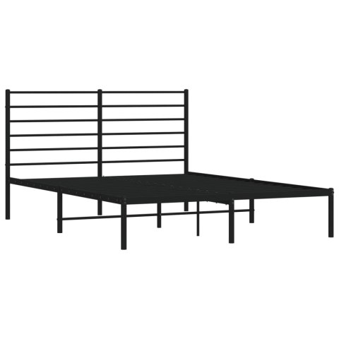 METALOWA RAMA ŁÓŻKA Z WEZGŁOWIEM CZARNA 135X190CM