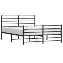 METALOWA RAMA ŁÓŻKA CZARNA 140X190CM Z WEZGŁOWIEM I ZANÓŻKIEM