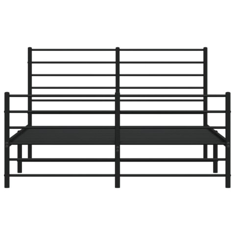 METALOWA RAMA ŁÓŻKA CZARNA 160X200CM Z WEZGŁOWIEM I ZANÓŻKIEM
