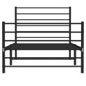 METALOWA RAMA ŁÓŻKA CZARNA 90X190CM Z WEZGŁOWIEM I ZANÓŻKIEM