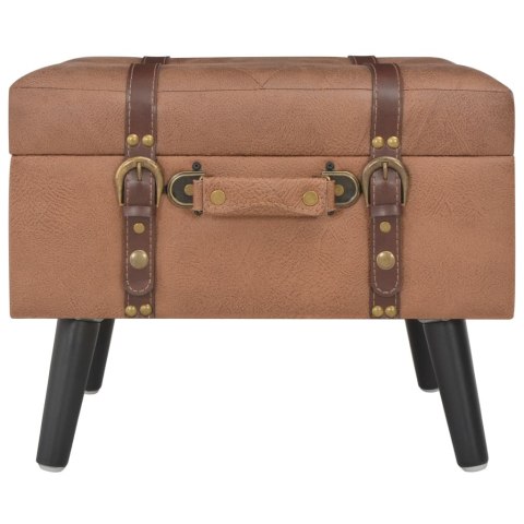 STOŁKI ZE SCHOWKAMI 3 SZT BRĄZOWE SZTUCZNA SKÓRA