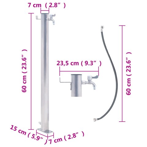 KRAN OGRODOWY NA OKRĄGŁYM SŁUPKU 60CM STAL NIERDZEWNA