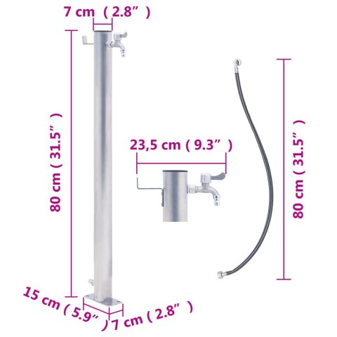 KRAN OGRODOWY NA OKRĄGŁYM SŁUPKU 80CM STAL NIERDZEWNA