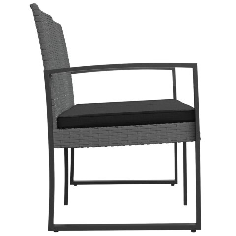 2-OSOBOWA ŁAWKA OGRODOWA Z PODUSZKAMI CIEMNOSZARA RATTAN PP