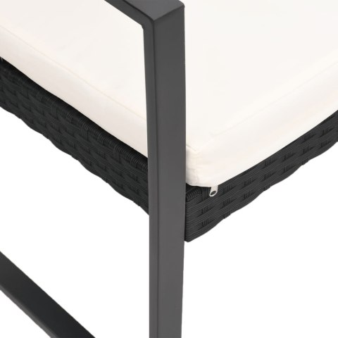 2-OSOBOWA ŁAWKA OGRODOWA Z PODUSZKAMI CZARNA RATTAN PP