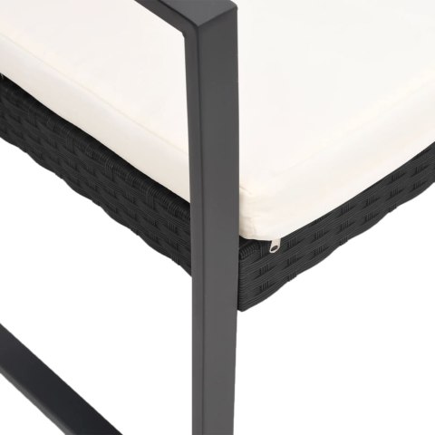 3-OSOBOWA ŁAWKA OGRODOWA Z PODUSZKAMI CZARNA RATTAN PP